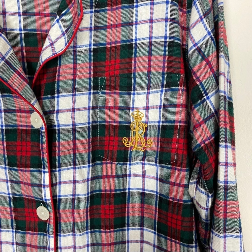 Lauren Ralph Lauren Plaid Pajama Top Red Size L - Picture 7 of 8